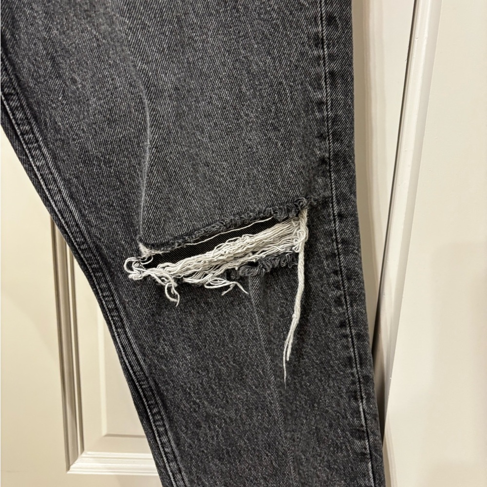 Anine Bing High-Rise Charcoal Gray Ripped Mom Jeans - Women - Picture 6 of 8